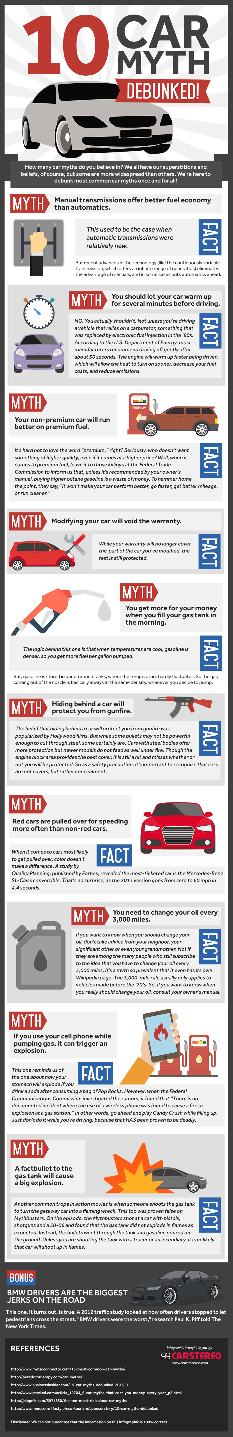 10 Car Myths Debunked infographics