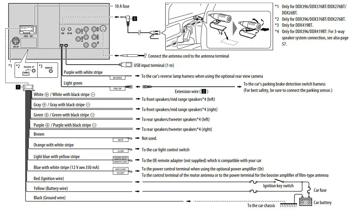 Kenwood DDX376bt wiring diagram
