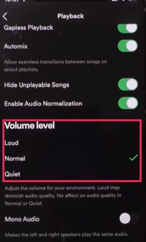 Set Playback Volume Level to High in Spotify App
